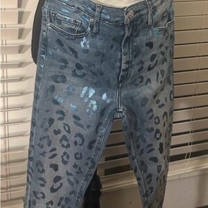 Black Orchid Blue Leopard Print Women's Jeans